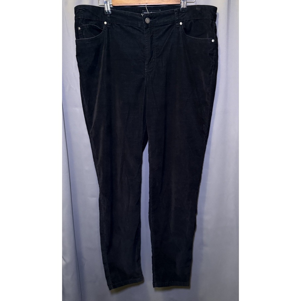 Peruvian Connection Black Velvet Velveteen 5 Pocket Tapered Leg Women's Sz 16